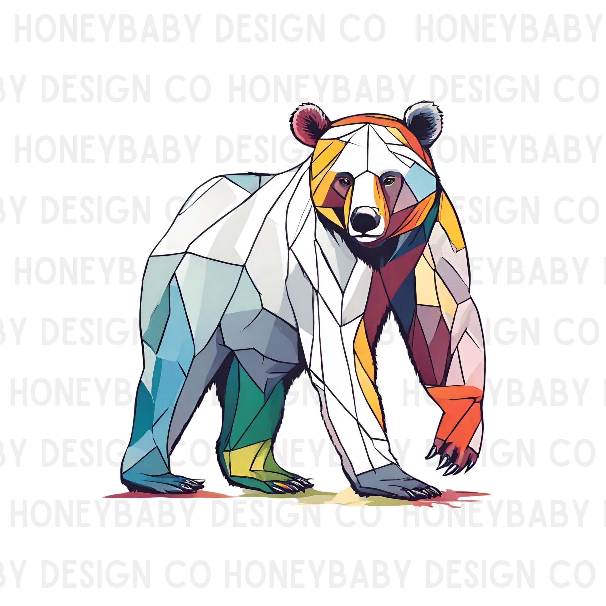 Colorblock Bear Clipart | Commercial Use PNG + SVG | Digital Download ...
