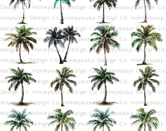 Espejismo tropical: Estilo de tinta de alcohol Hiperrealista Palmera PNGs / Uso personal o comercial / Descarga digital instantánea Conjunto de imágenes prediseñadas