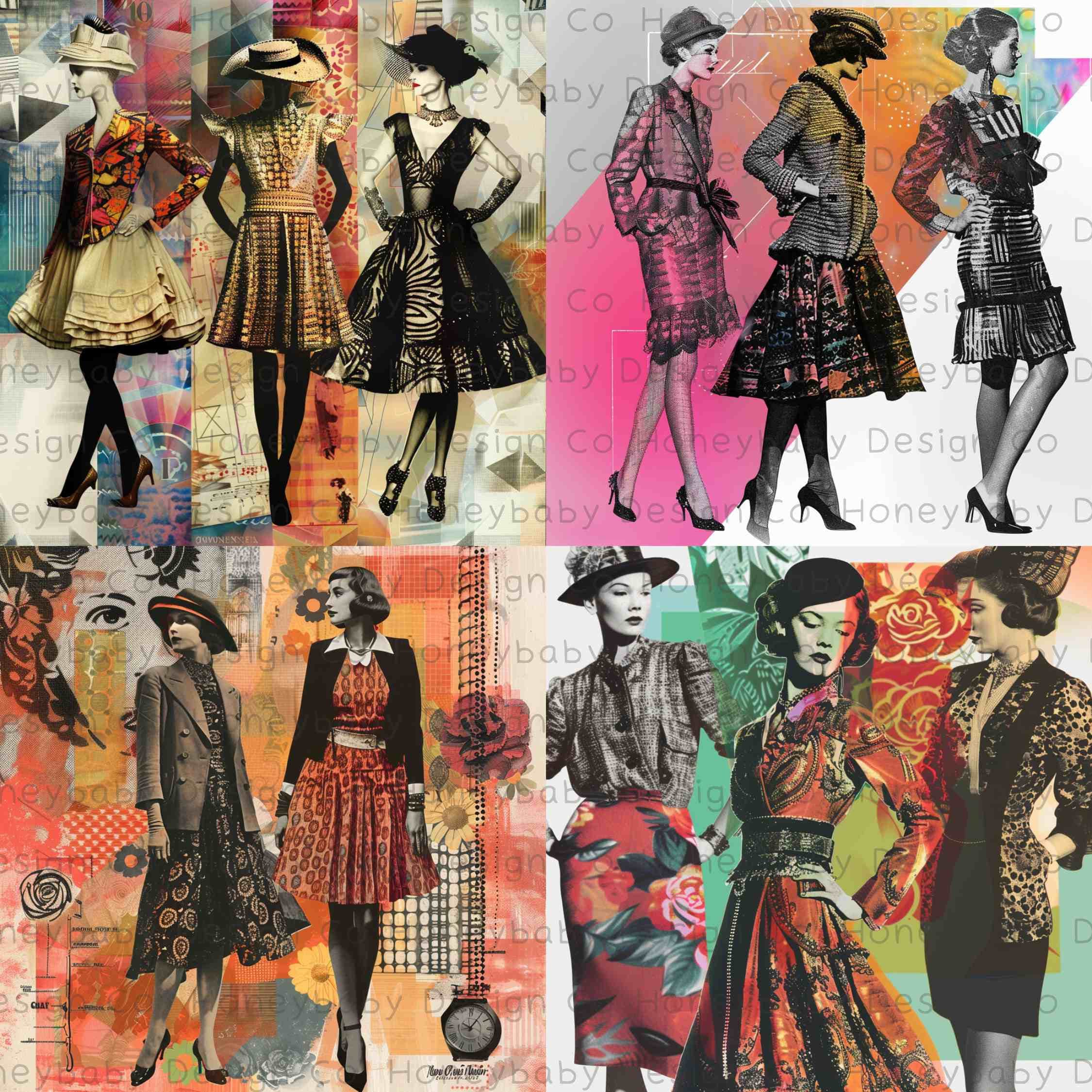 Vintage Fashion Illustration Backdrops | Elegant Digital Art