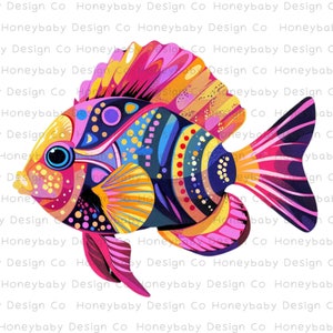 Collection PNG de poissons colorés | 6 modèles de poissons d'aquarium exotiques | Clipart pour usage commercial | Téléchargement numérique instantané