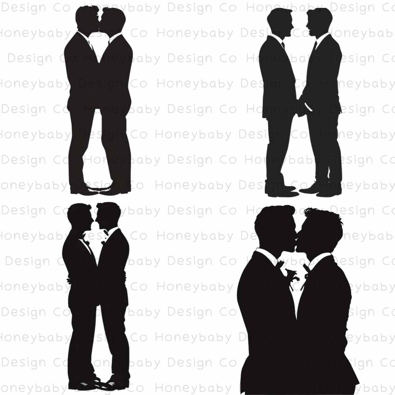 Vínculo eterno: Conjunto PNG de silueta de matrimonio gay para hombres / Gráficos de matrimonio gay / LGBTQ Clipart / Novio PNG imagen 4