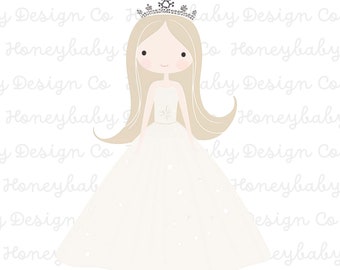 Beige Princess Clipart | Nursery Decor PNG, SVG (Digital Download)