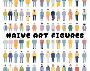 Naive Art Figures Clipart for Commercial Use / Watercolor Style / PNG / Instant Download / Digital Scrapbooking