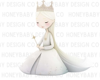 Watercolor Princess Clipart | Queen Castle SVG, PNG (Digital Download)