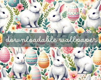 Watercolor Easter Digital Background, Spring Themed Digital Paper