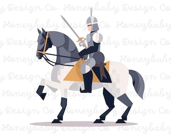 Naive Art Knight Clipart | PNG, SVG (Digital Download)