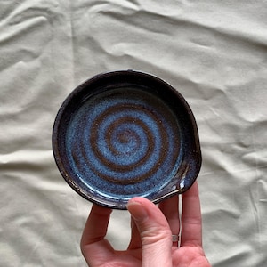 Spoon Rest in Galaxy Blue, Handmade Wheel Thrown Ceramic