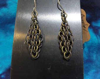 Diamond Titanium Dragonscale chainmail earrings