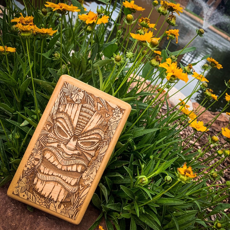 2 layer 7x4 420 Tiki Screen Box unique box magnetic lid and bottom tray two layers of wood engraving laser cut and engraved