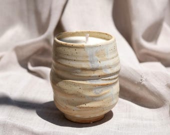 Sherwood Forest - petrichor & balsam scented candle, handmade ceramic cup, soy wax, handmade pottery