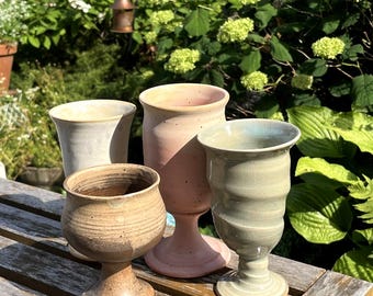 Ceramic goblet, wine cup, ceramic chalice, wheel thrown pottery, stemware