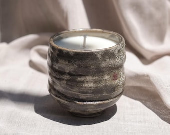 Dover - seaweed & hay scented candle, handmade ceramic cup, soy wax, handmade pottery