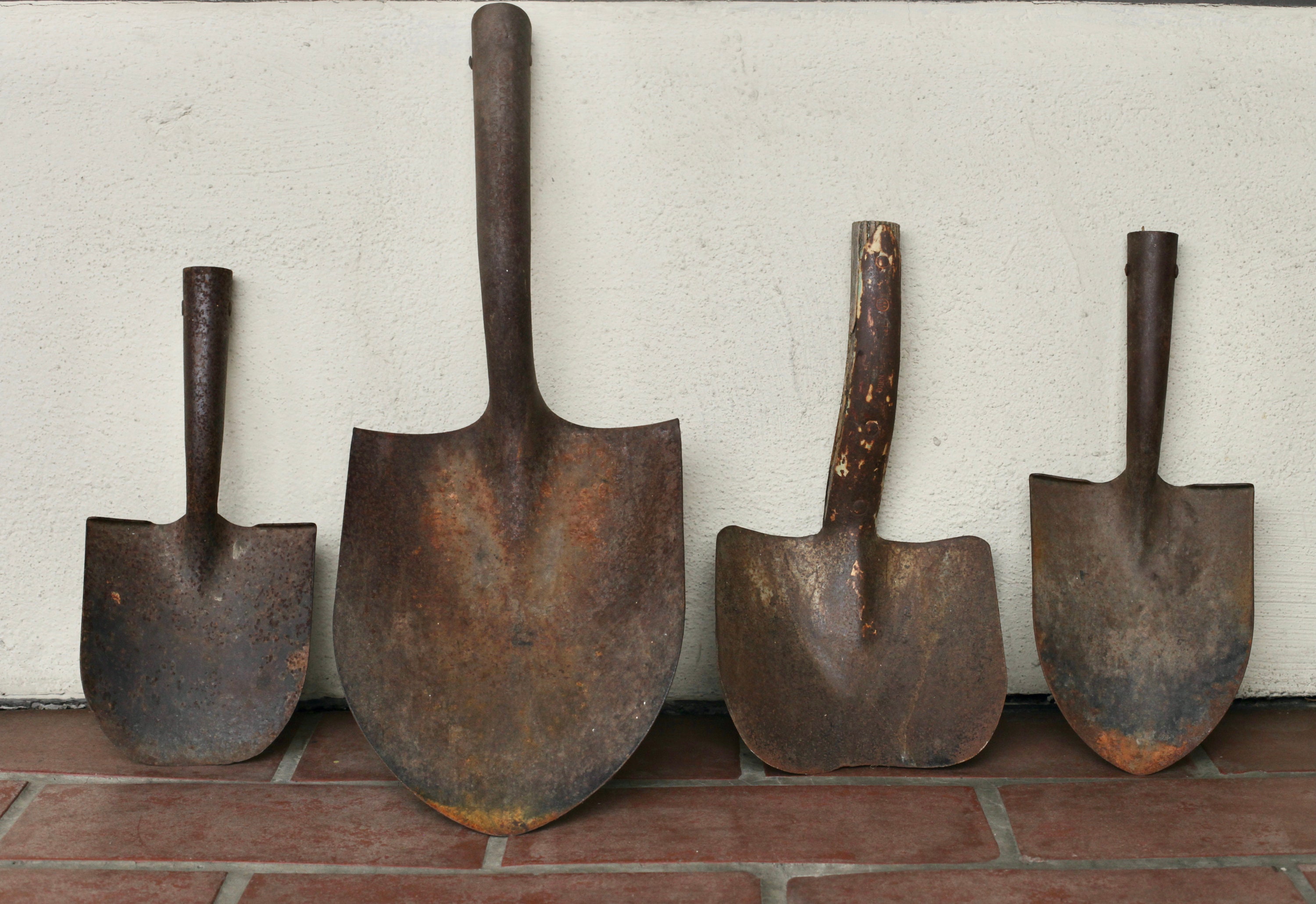 Lot of Four, Old, Rusty Shovel Heads, Vintage Shovel, Antique Shovel