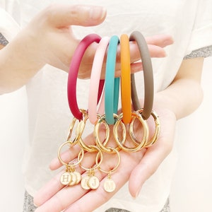 Weixiltc Large Circle Key Ring Leather Tassel Bracelet Holder Keychain Keyring for Women Girl