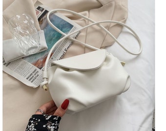 White Cloudy Shape Leather crossbody bag|PU leather purse|Small crossbody bag Clutch|Shoulder bag|Casual Ladies Handbags|Gift for girlfriend