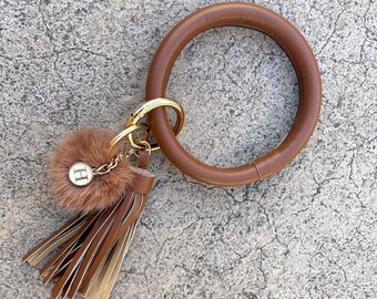 Brown Bracelet Keychain| Wristlet Keychain| Tassel Keychain Bangle| Key Ring Bracelet|Personalised Gift| Card Holder Keychain|GIFT FOR HER