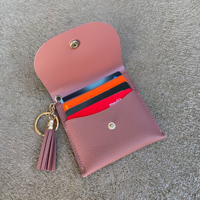 Small Leather Purse Card Holder Mini Key Rings Pure Coin Etsy