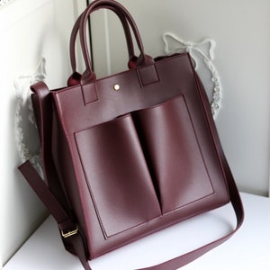 Maroon Top-handle Bags, Handbags, Women Tote Bags, Fashion Totes, Large PU Leather Handbag, Shoulder Bag, Top Handle Bag, Crossbody bag