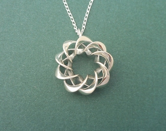 Torus Ribbons  - Sterling Silver Pendant Made Using 3D Printing | 3D printed jewelry