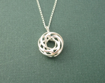 Twisted Torus (Small) - Sterling Silver Pendant Made Using 3D Printing