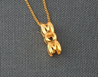 MOM - 18KT Gold Plated Pendant Made Using 3D Printing | 3D printed pendant | 3D printed jewelry