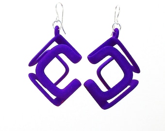 Clips -- Purple 3D Printed Earrings | 3D Printed Jewelry