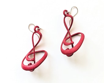 Treble -- Crimson 3D Printed Earrings | 3D Printed Earrings | 3D Printed Jewelry