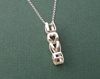 LOVE - Sterling Silver Pendant Made Using 3D Printing | 3D printed pendant | 3D printed jewelry