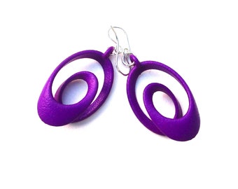 Vortex -- Purple 3D Printed Earrings | 3D Printed Earrings | 3D Printed Jewelry