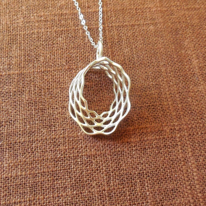 Mobius Mesh Sterling Silver Pendant Made Using 3d Printing Printed Jewelry