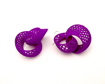 Mesh Rings - Purple 3D Printed Earrings | 3D Printed Jewelry