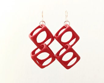 Links  (small)  - Red 3D Printed Earrings | 3D Printed Jewelry