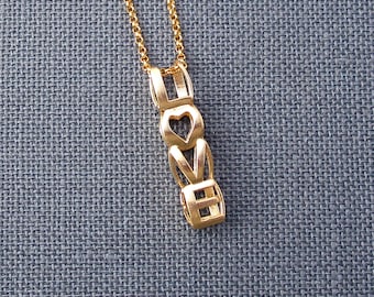 LOVE - Brass Pendant Made Using 3D Printing | 3D printed pendant | 3D printed jewelry
