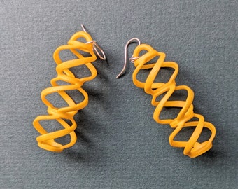 Swirl3 - Yellow 3D Printed Earrings | 3D printed jewelry