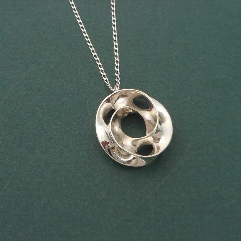 Minimal Sterling Silver Pendant Made Using 3d Printing Printed Jewelry