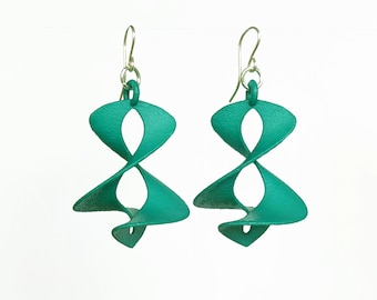 Twirl - Teal 3D Printed Earrings