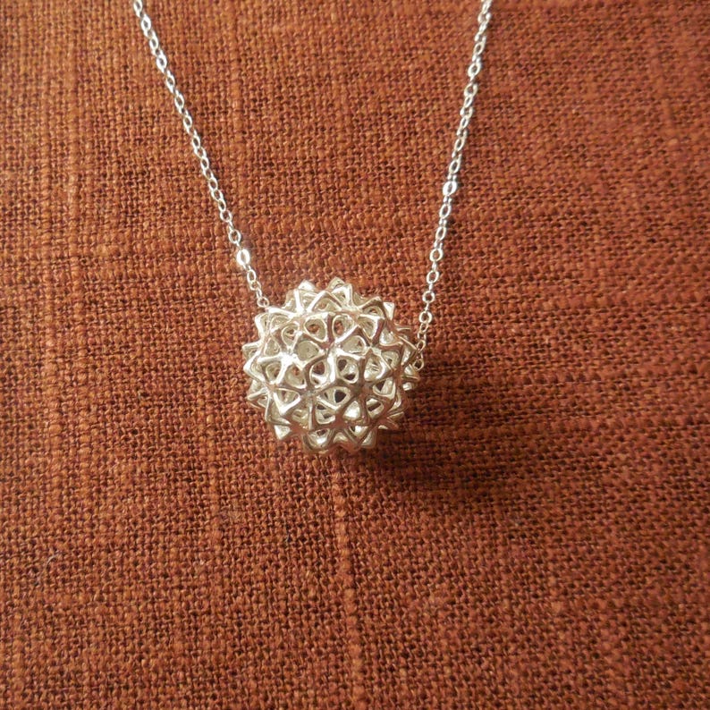 Snow Ball Sterling Silver Pendant Made Using 3d Printing Printed Jewelry Bead