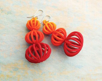 Topiary -- Sunset Ombre 3D Printed Earrings -- they spin! | 3d Printed Jewelry