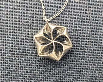Pinwheel - Sterling Silver Pendant Made Using 3D Printing