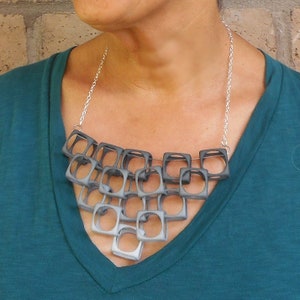 Links Black/Gray Ombre 3D Printed Necklace 3D Printed Jewelry image 3