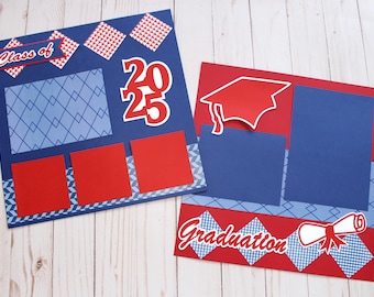 Custom Colors & Class Year, Graduation Scrapbook Page Set, High School, College, Congrats Grad, Personalized Gift, Handmade, Memory Book