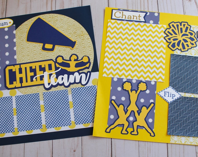 Any Color Combination, Cheer Team Scrapbook Page Set, Premade Cheerleader Pages, Personalized 12x12 Design, High School Cheerleading Team