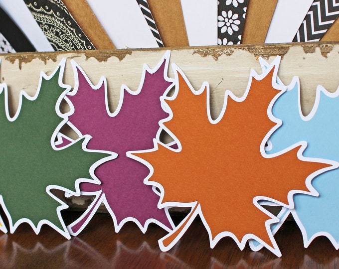 Set of 5, Fall Leaf Die Cuts, Maple Leaves Diecut Set, Colorful Thanksgiving Decor, Halloween Harvest Party, Scrapbook Page Embellishment