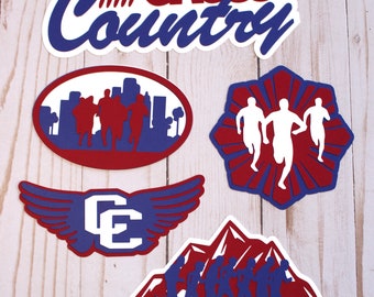 Any Color, Cross Country Die Cut Set, Running Diecuts, Scrapbooking Embellishment, High School Track, Custom Team Color, Layered Diecuts