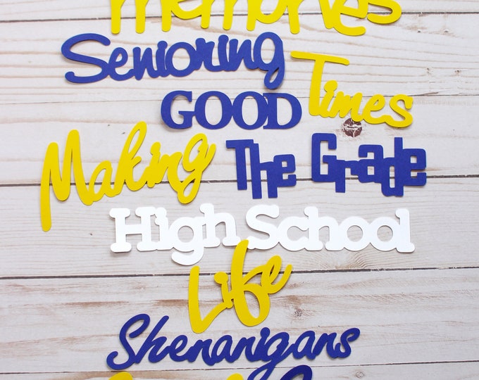 Any Color, Die Cut Set, High School Scrapbook, High School, Die Cuts, Sayings, School, Words, Scrapbook, Embellishments, Senior, Graduation