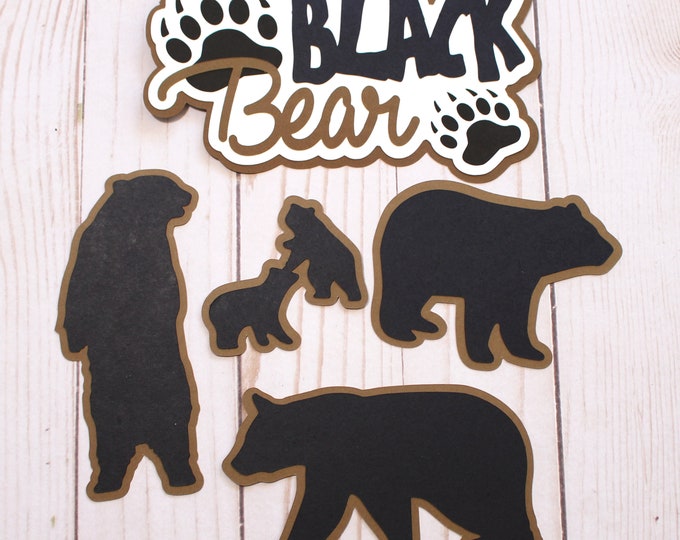 Black Bear Diecut Set, Black Bear Die Cuts, Wildlife Scrapbooking, Black Bear Sightings, Black Bear Embellishments, Camping Scrapbook Decals