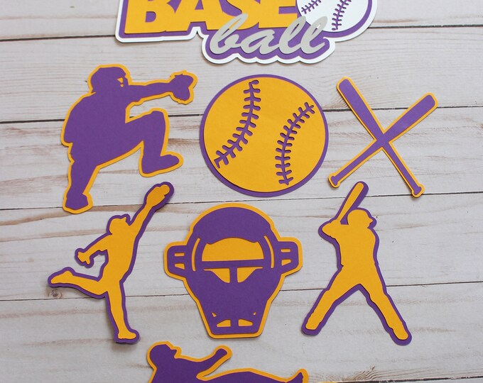 Any Colors, Baseball Die Cuts, Scrapbooking Set, High School Ball, Team Mascot, Layered Embellishments, Banquet Decor, Baseball Scrapbook