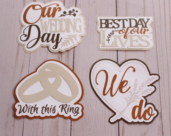 Custom Colors, Wedding Diecuts, Scrapbook Embellishments, Our Wedding Day, Die Cut Sets, Wedding Scrapbooking, We Do, Rustic Boho Designs