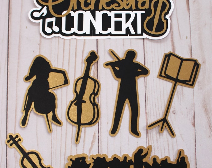 Customize Instrument and Colors, Orchestra Concert Die Cuts, Music Recital, Scrapbook Diecuts, String Instrument, Orchestra Scrapbooking