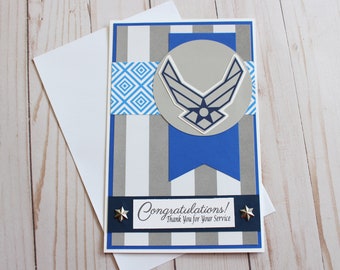 US Air Force Card, Air Force Retirement, Air Force Promotion, Air Force Graduation, Handmade Card, Air Force Card, Air Force Congrats Card
